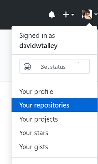 your repositories menu